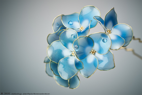 21年 紫陽花 簪 髪飾り 甘雨 出品いたしました 榮 Kanzashi Sakae 簪作家