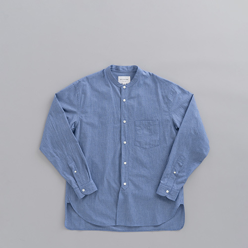STILL BY HAND Seersucker Band Collar Shirt (Blue)_d0120442_14293395.jpg