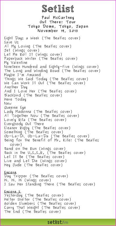 ポール マッカートニー 11 19 東京ドームでのセットリスト 湘南のjohn Lennon Those Were The Days ポール マッカートニー 11 19 東京ドームでのセットリスト 湘南のjohn Lennon Those Were The Days