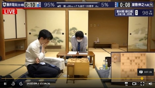藤井聡太2冠、読み抜けに気がついた局面_f0096508_21102293.jpg