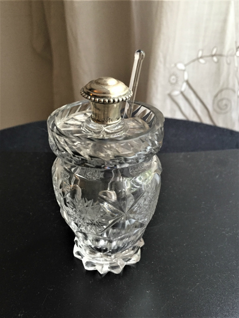 シルバーつまみのカットクリスタルジャムポット２ スペイン バルセロナ アンティーク Gyu S Shop