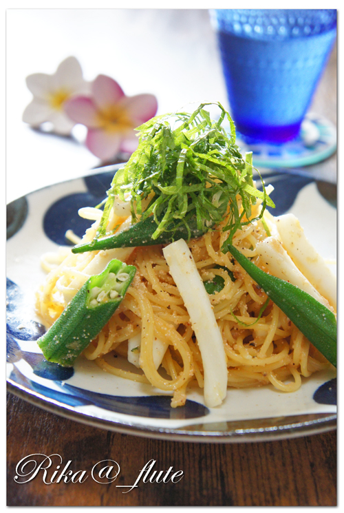 イカとオクラの明太子パスタ_c0103827_13321960.jpg