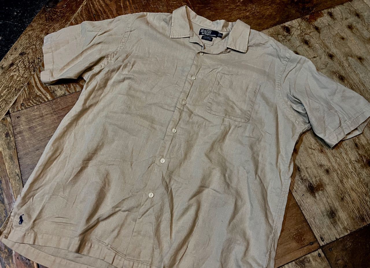 ６月２４日（木）90s all cotton  Polo Ralph Lauren ラルフローレン  CALDWELL オープンカラーシャツ ！_c0144020_13484083.jpg