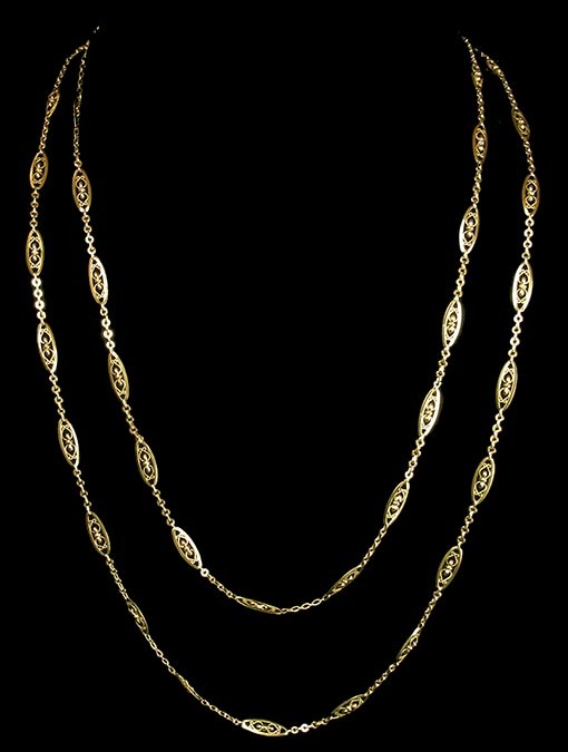 N.1420 フィリグリー＆飾り結びの彫金細工ソートワール/ロングチェーン