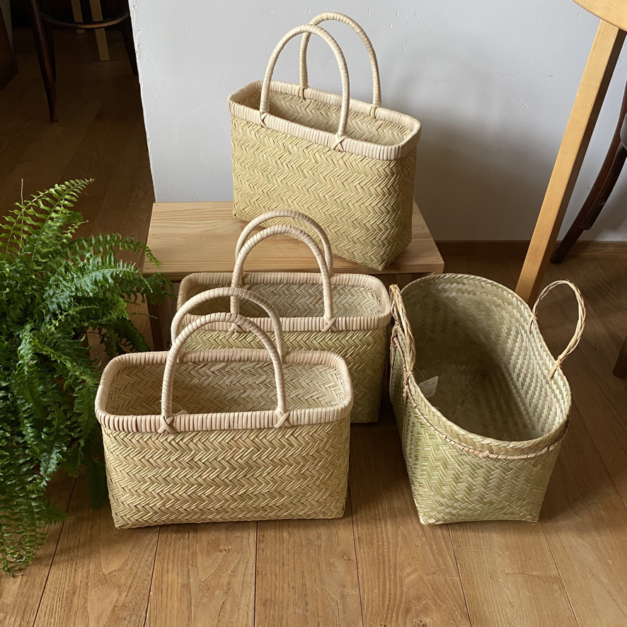 松野屋 篠竹買い物かご 岩手県産篠竹の手作り自然素材エコバッグ旅行バッグ