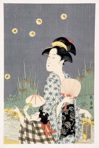 浮世絵 浴衣姿でホタル狩り 木耶ラ