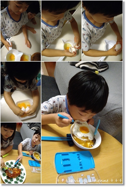 レーズンと胡桃とマンゴーのラウンドパンと4歳王子と2歳姫…卵を割ってみる♪_a0348473_06342582.jpg
