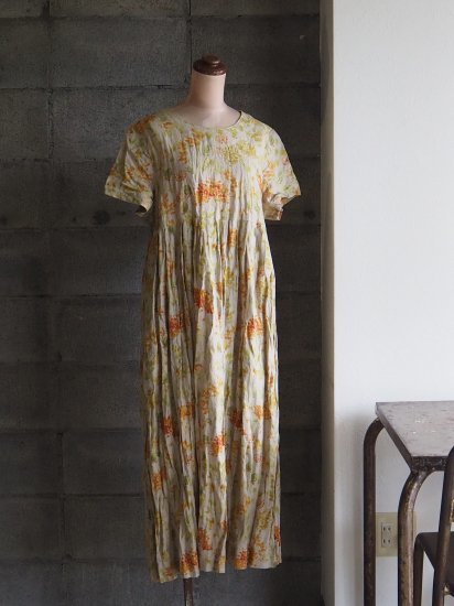 Sa Rah Kochiワンピース 半袖 オレンジイエローフラワー Utoku