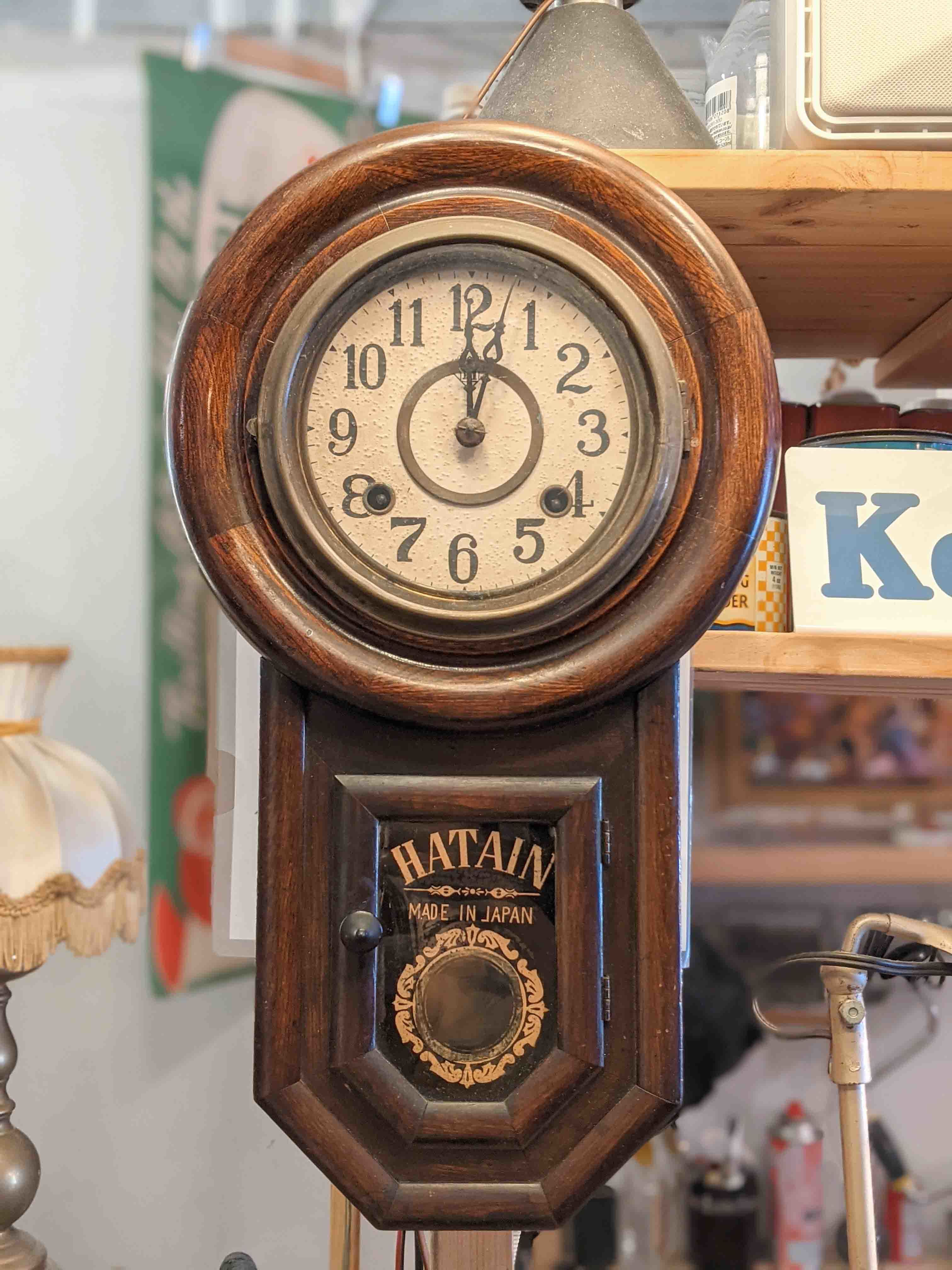 1920's Japan Antique】大正期の振り子柱時計/高野時計・旗印 が入荷 