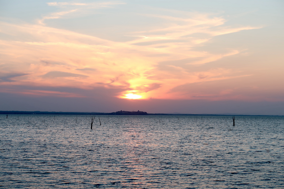 夕焼けの湖と空腹に鳴く雛と親鳥と、トラジメーノ湖_f0234936_23492935.jpg