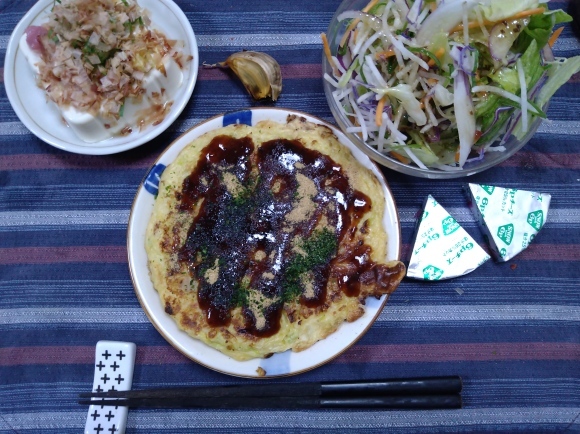 7/26 サントリーからだを想うオールフリー、アサヒドライゼロ、みなさまのお墨付きお好み焼き、ざるそば@自宅_b0042308_08265789.jpg