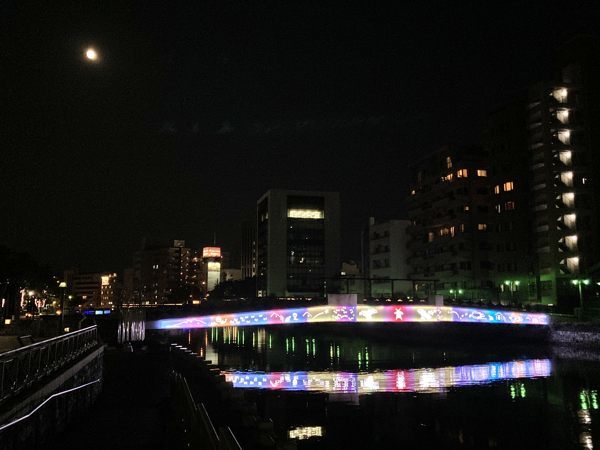 徳島・新町川に架かる橋の夜景_c0081462_11155975.jpg