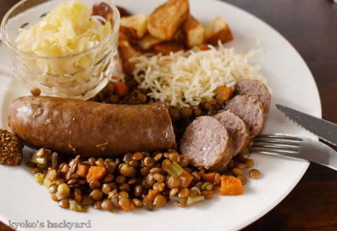 ソーセージとレンズ豆の煮込み Kyoko S Backyard アメリカで田舎暮らし