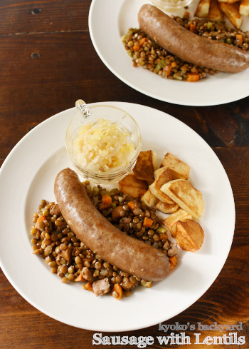 ソーセージとレンズ豆の煮込み Kyoko S Backyard アメリカで田舎暮らし