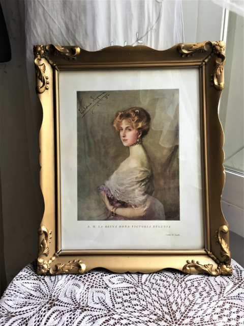 アンティーク額絵　英国製　大きめ　ゴールド金縁額絵　花　あやめ　チューリップ 豪華装飾フレーム】ゴールド額縁 金縁 アンティーク調 ガラス