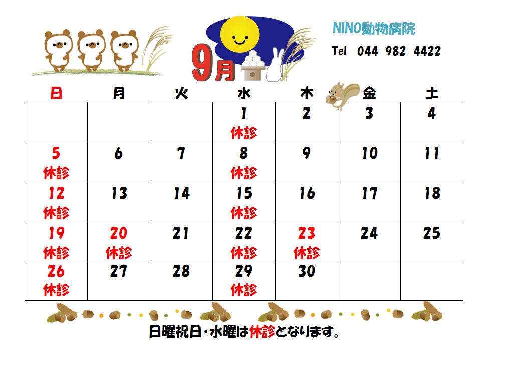9月の診療日のお知らせ☆_e0288670_17512167.png