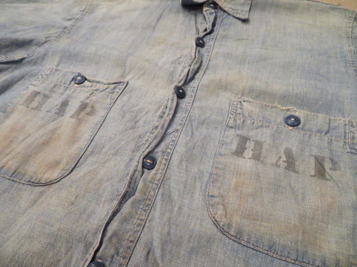 WWⅡ U.S.NAVY CHAMBRAY SHIRTS 40's U.S.N. ステンシル 雰囲気