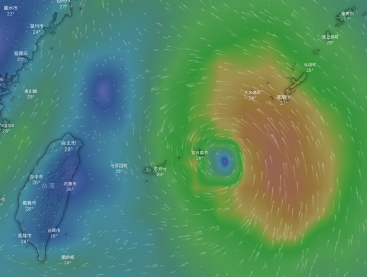金曜日 南東の風 3m S 弱い予報です 沖縄の風