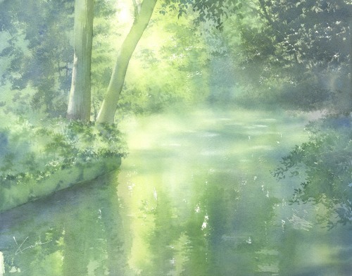 塩井社水源　水彩画_f0176370_15325663.jpg