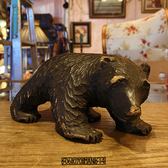 1960s Vintage ガラス目の小さな木彫り熊 : アンティークショップ