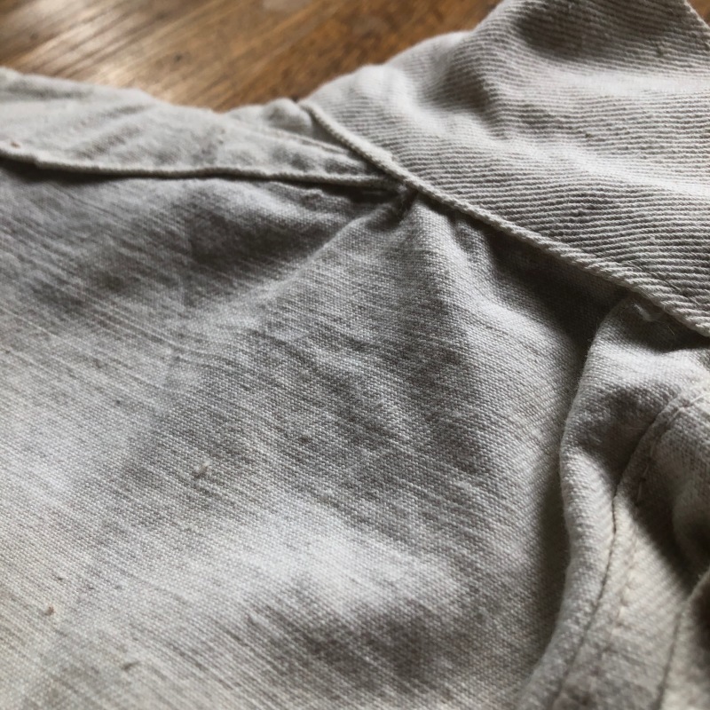 1930's French Military White Cotton Twill Bourgeron Smock 1930's French Military White Cotton Twill Bourgeron Smock
