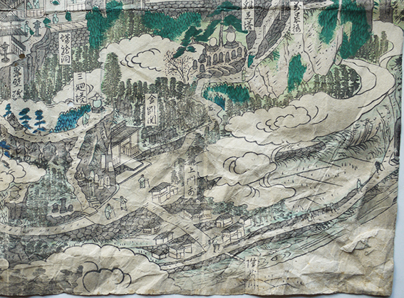 豊前國羅漢寺之真景(2枚続)彩色木版画 大分県耶馬渓 大正元年 豊前國羅漢寺之真景(2枚続)彩色木版画 大分県耶馬渓 大正元年