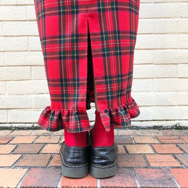 Wool check Lady サススカート　IamIカラーレッド