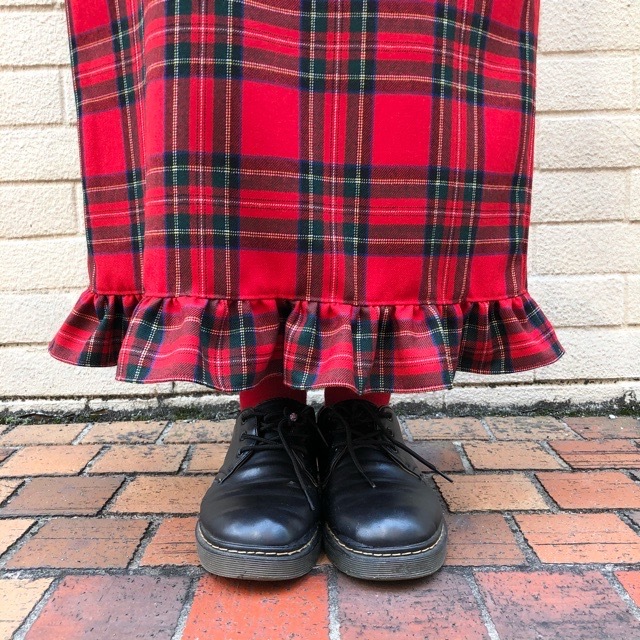 Wool check Lady サススカート　IamIカラーレッド