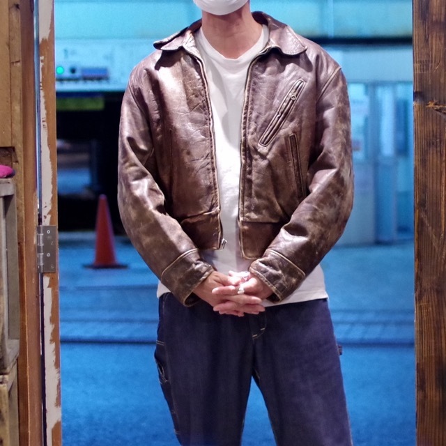 レア‼️ Montgomery Ward 70's ジャケット　ブルー　半レザー MONTGOMERY WARD LEATHER SPORTS JACKET（MADE BY MID WESTERN