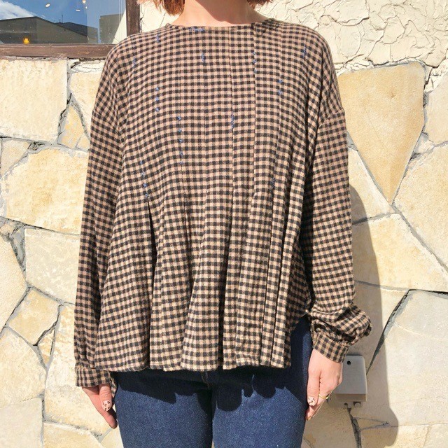 l'atelier du savon )) 手仕事刺繍ギンガムブラウス : l'atelier l'atelier du savon )) 手仕事刺繍ギンガムブラウス : l'atelier