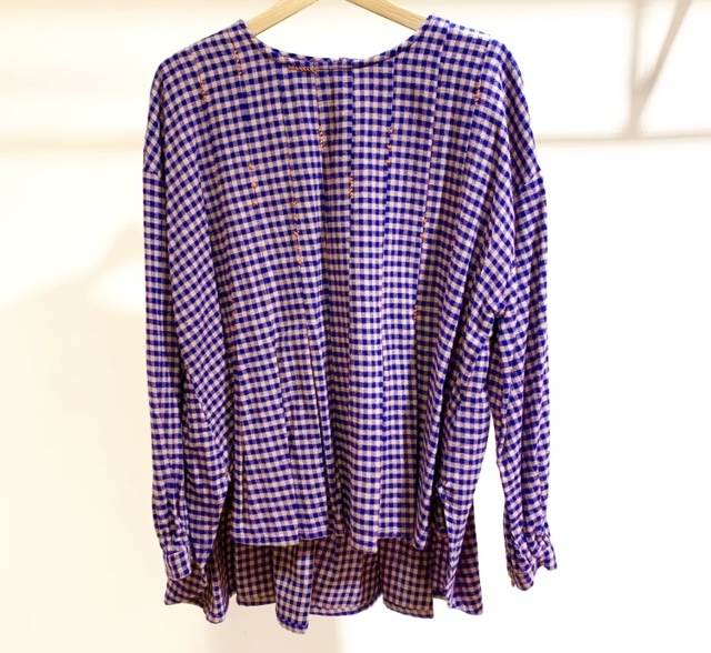 l'atelier du savon )) 手仕事刺繍ギンガムブラウス : l'atelier