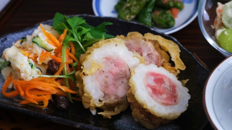 白ゴーヤに豚粗挽き肉を詰めて揚げてみた!_d0377645_23164342.jpg
