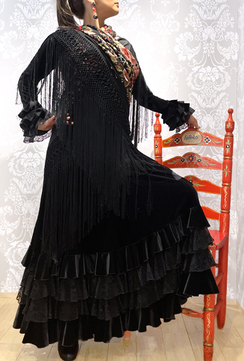 プロジェクトEGG』 フラメンコ衣装 ドレス ブラック シンプル マントン