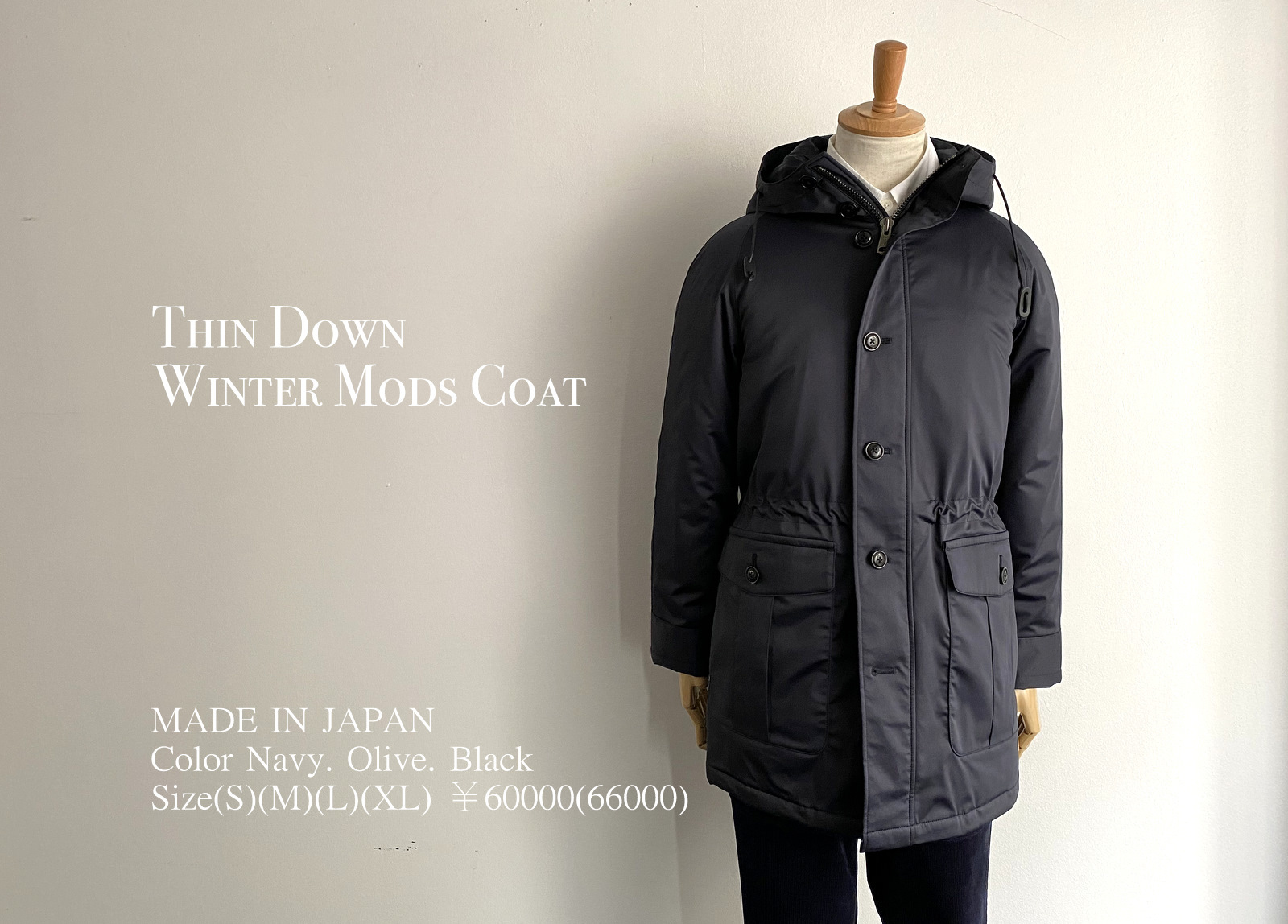 Thin Down Winter Mods Coat : 【Re made in tokyo japan】NEW ITEM INFO