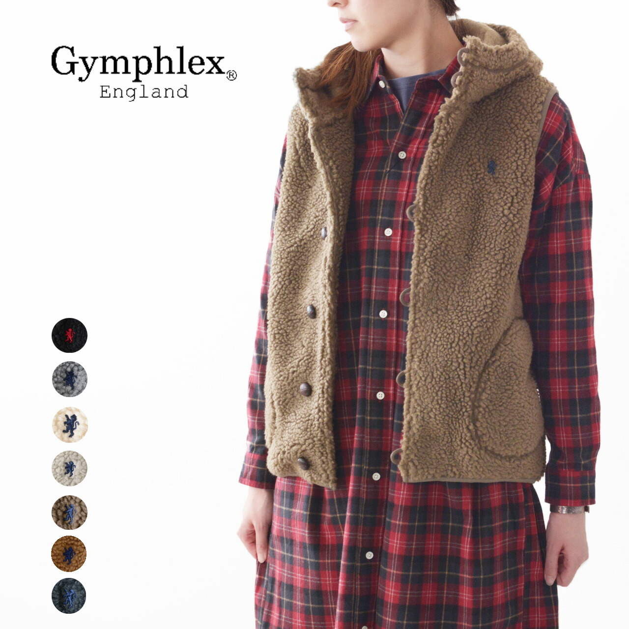 Gymphlex [ジムフレックス] クルミボタン ボア フード ベスト [J-1069PL] _f0051306_14045895.jpg