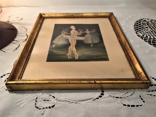 美品M. kunomoto バレリーナ 絵画 ゴールドフレーム M. kunomoto バレリーナ 絵画 ゴールドフレーム バレリーナの