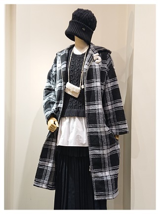 ブラック系 Free Size21春大特価セール チェック柄ニットスライバーコート ロングコート ジャケット アウターブラック系free Size Www Marengoef Com