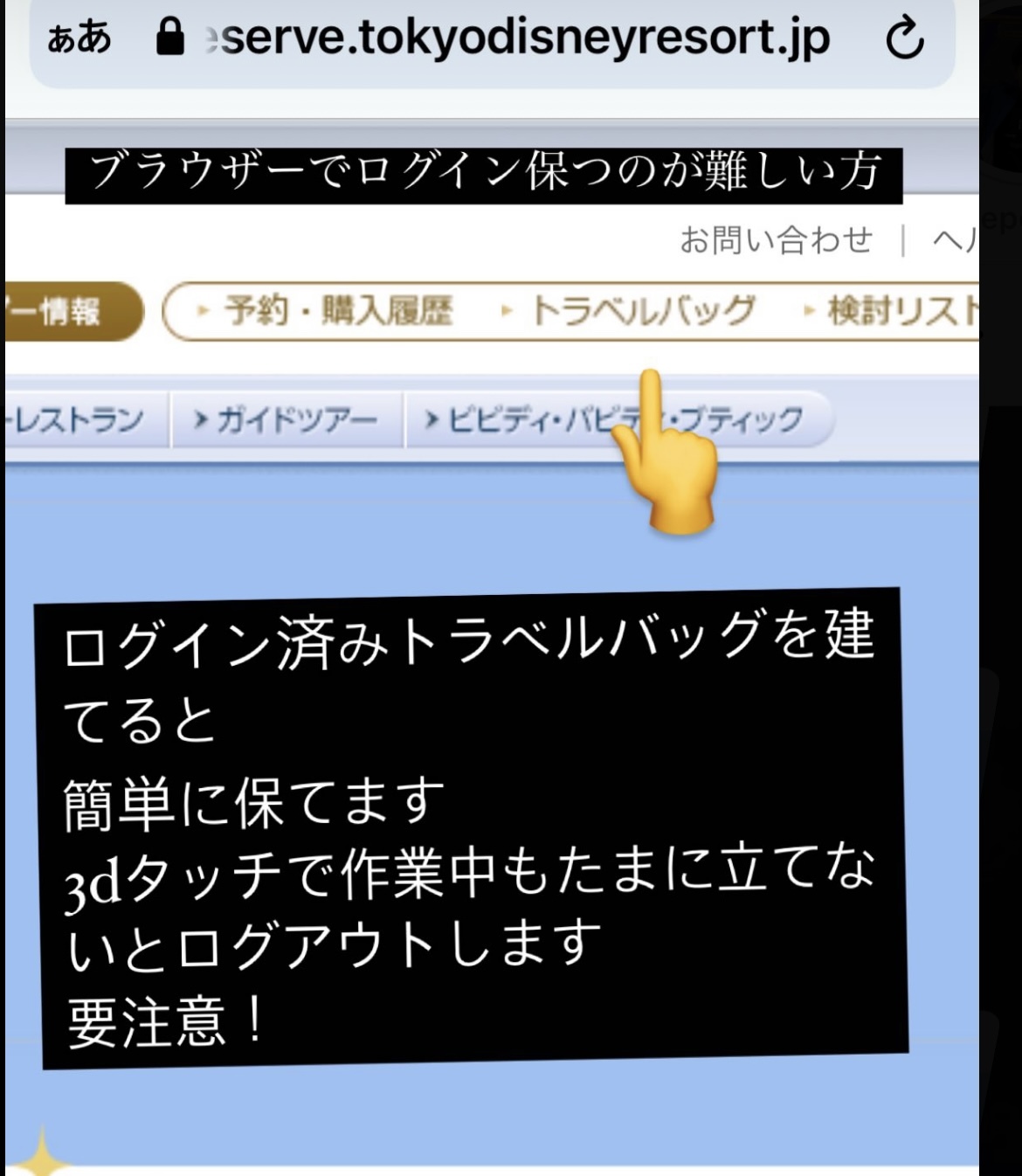 ディズニーパスポート関連 スマホブラウザのログインを簡単に保つ方法 東京ディズニーリポート