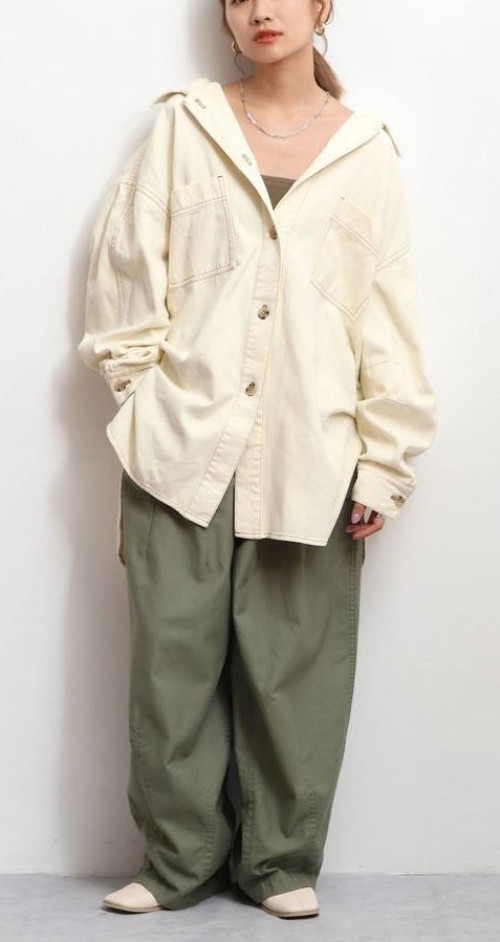 Ungrid - ふくよっち Ungrid アングリッド Ungrid / バイカラーステッチビッグシャツ