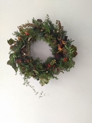 クリスマスリース製作 古道具ときどき猫