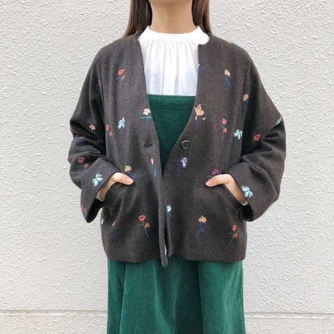 l'atelier du savon 〙 きちんと並ぶお花刺繍ショート&ロングコート