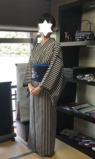 ご来店のお客様・縞小紋+龍の帯+染織こだまさんの長羽織_f0181251_19321369.jpg