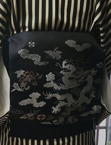 ご来店のお客様・縞小紋+龍の帯+染織こだまさんの長羽織_f0181251_19383690.jpg