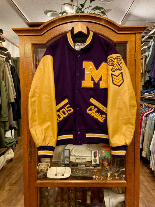 BG49　パープル＆イエロー　　フルデコ・スタジャン　袖・牛皮　レディース・XS BG49 パープル＆イエロー フルデコ・スタジャン 袖・牛革 レディース・XS