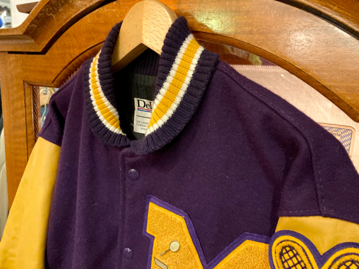 BG49 パープル＆イエロー フルデコ・スタジャン 袖・牛皮 レディース