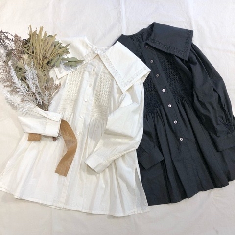 {bulle de savon} smocking big collor ブラウス&付け衿_a0389054_17292961.jpg