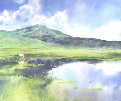 阿蘇　水彩画　_f0176370_17240563.jpeg