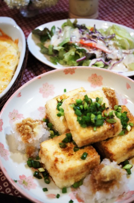 ■畑昼ご飯と晩ご飯【ベーコングラタンドリア／揚げ出し豆腐】_b0033423_23240563.jpg