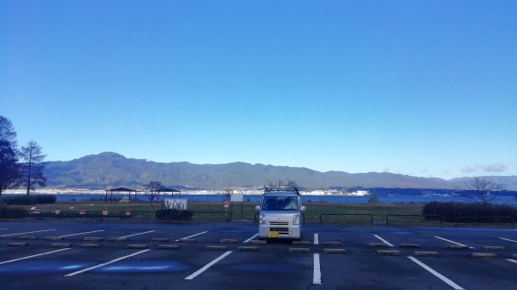 車中泊4日目 琵琶湖畔 滋賀県 大阪府 奈良県 平群中央公園 空の旅人