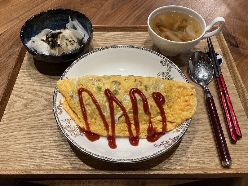 献立 オムライス 大根とあおさのサラダ カブときのこのスープ Kajuの 今日のお料理 簡単レシピ